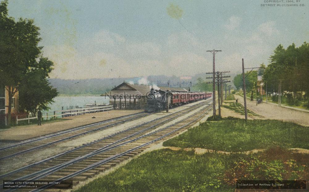 Postcard: Railway Station, Weirs, Lake Winnipesaukee, New Hampshire